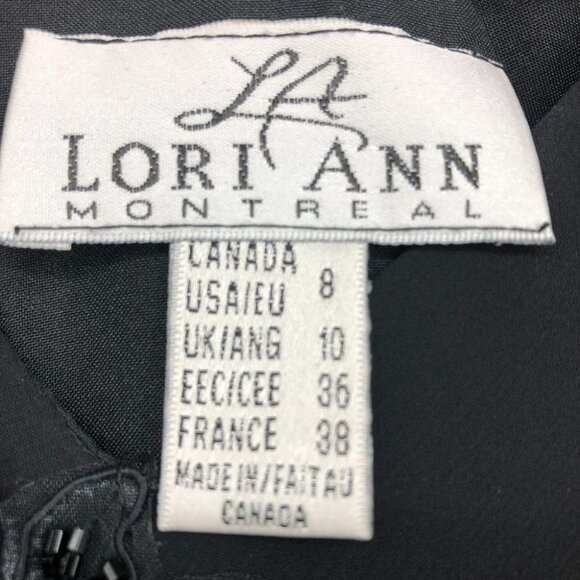 Lori Ann Montreal Vintage Black sleeveless tiered midi  dress sequin broach 8 - Picture 4 of 16